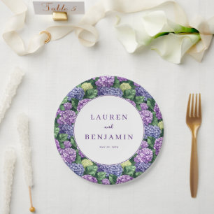 Romantic Purple Floral Hydrangea Paper Plates