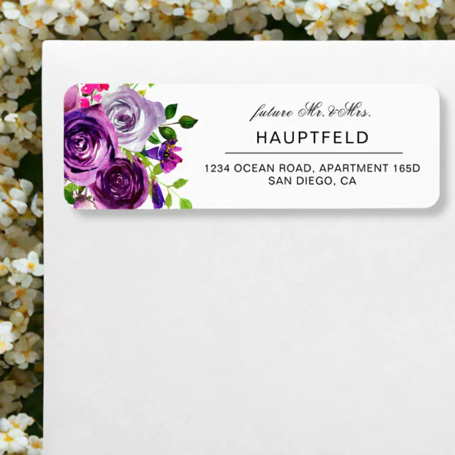 Romantic Purple Floral Return Address Label | Zazzle