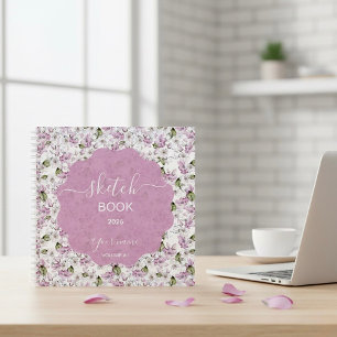 Romantic Purple Floral Sketchbook Notebook