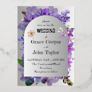 Romantic Purple floral wedding card