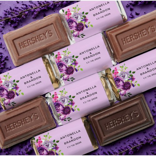 Romantic Purple Floral Wedding  Hershey's Miniatures