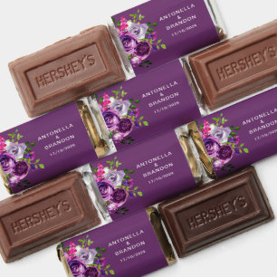 Romantic Purple Floral Wedding Hershey's Miniatures