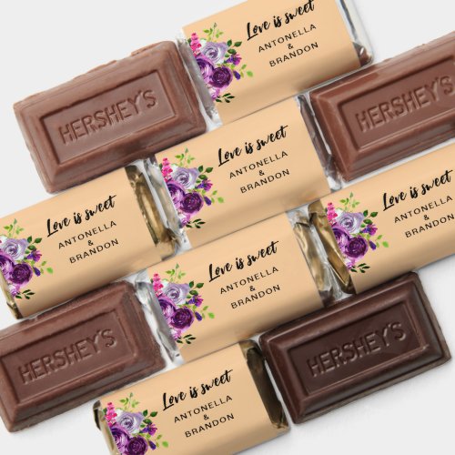 Romantic Purple Floral Wedding  Hershey's Miniatures
