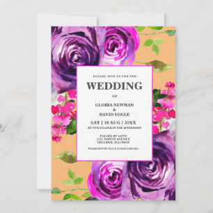 Romantic Purple Floral Wedding Invitation