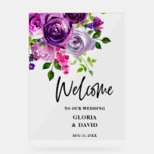 Romantic Purple Floral Wedding Welcome