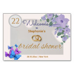 romantic purple floral  welcome table number 