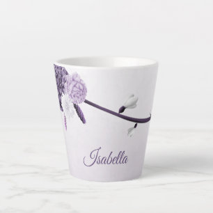 romantic purple flowers botanical latte mug