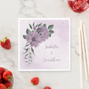 romantic purple flowers botanical napkins