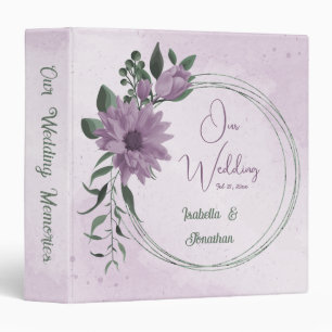 romantic purple flowers botanical photo album 3 ring binder