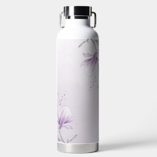 romantic purple flowers botanical water bottle