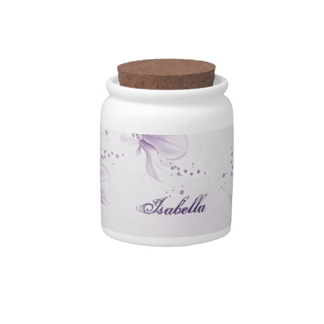 romantic purple flowers botanical wedding candy jar (Front)