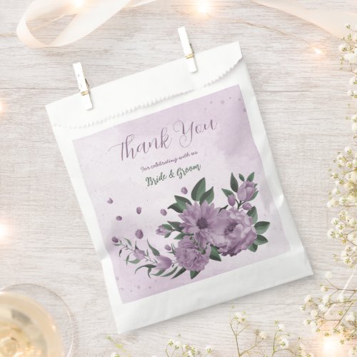 romantic purple flowers botanical wedding favor bag
