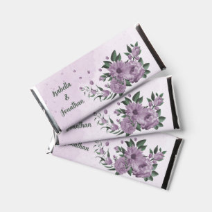 romantic purple flowers botanical wedding hershey bar favors