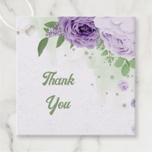 romantic purple flowers green leaves botanical favor tags