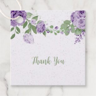 romantic purple flowers green leaves botanical favor tags