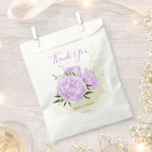 Romantic purple flowers greenery wedding favor bag