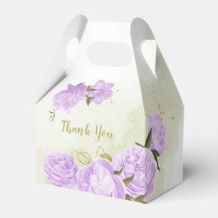 Romantic purple flowers greenery wedding favor boxes