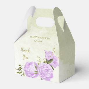 Romantic purple flowers greenery wedding favor boxes