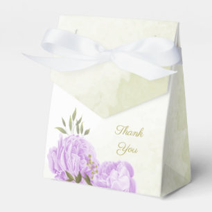Romantic purple flowers greenery wedding favor boxes