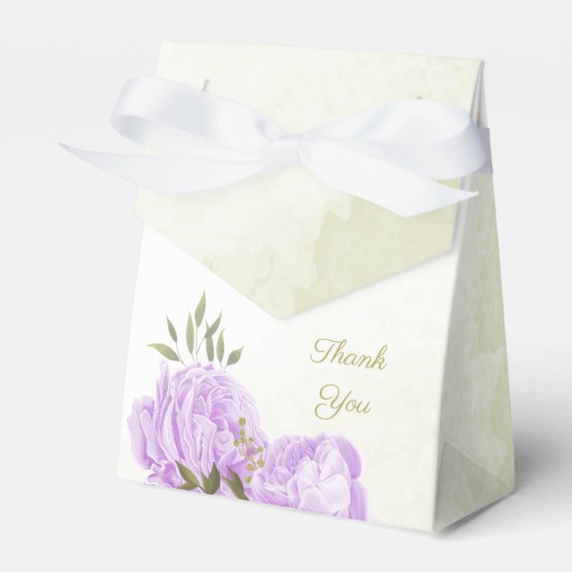 Romantic purple flowers greenery wedding favor boxes (Front Side)
