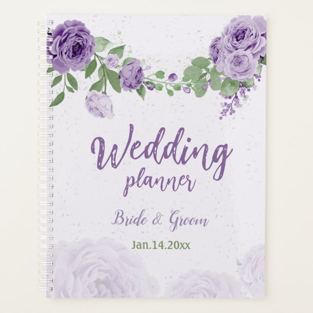 romantic purple flowers greenery wedding planner (Front)