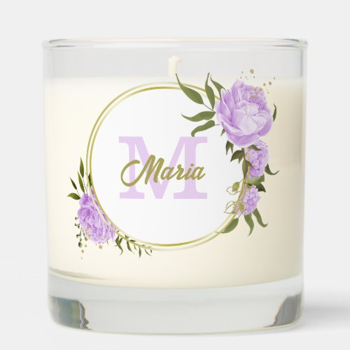 romantic purple flowers greenery wedding scented candle