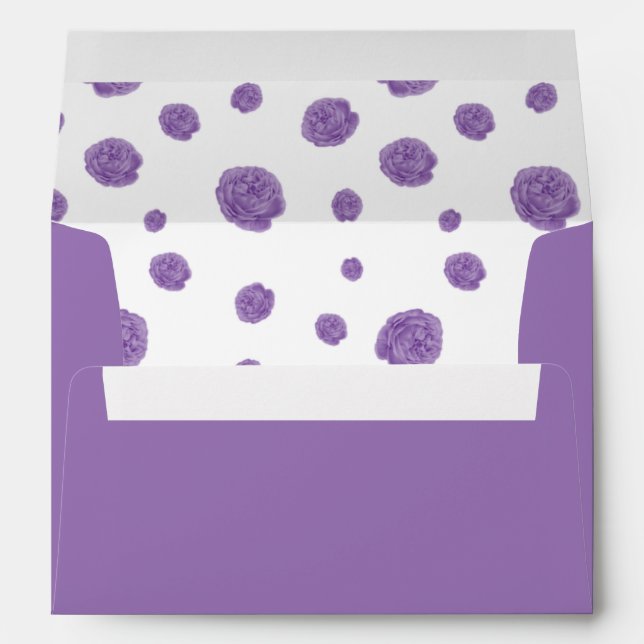 Romantic purple flowers wedding envelope (Back (Bottom))