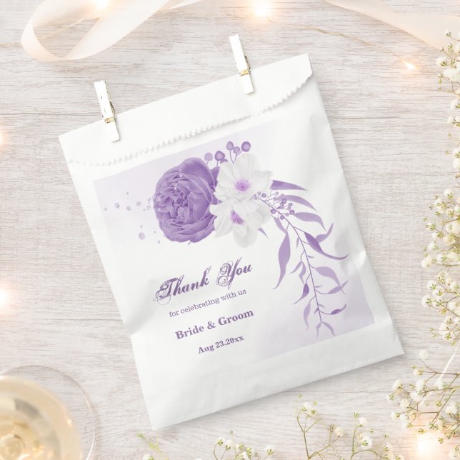 Romantic purple flowers wedding favor bag (Clipped)