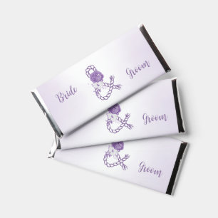 Romantic purple flowers wedding hershey bar favors