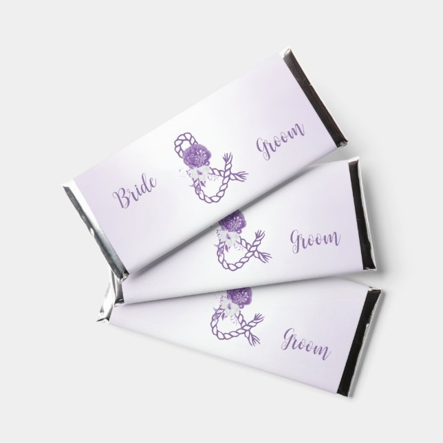 Romantic purple flowers wedding hershey bar favors (Front)