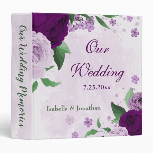 Romantic purple flowers wedding photo album