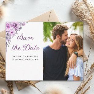 Romantic Purple Flowers Wedding Postcard