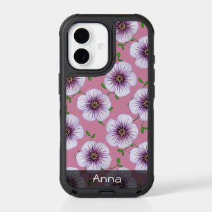 Romantic Purple Garden Flowers Pattern any Text iPhone 17 Case