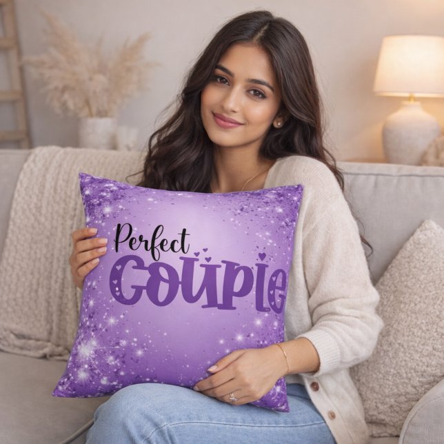 Romantic Purple Glitter Love Quote Throw Pillow (Creator Uploaded)
