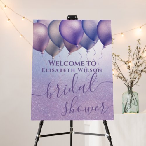 Romantic purple glittery ombre balloon  foam board