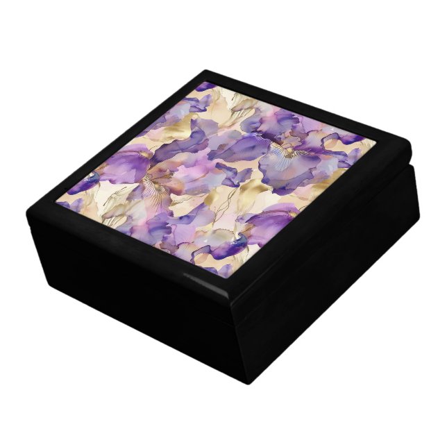 Romantic Purple Gold Iris Floral Bridal Shower Gift Box (Side)