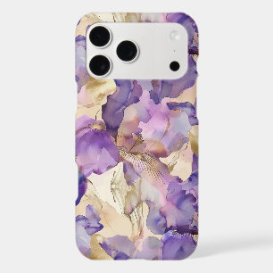 Romantic Purple Gold Iris Floral iPhone 17 Pro Max Case