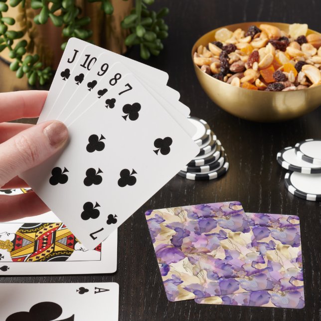 Romantic Purple Gold Iris Floral  Poker Cards (In Situ)