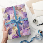 Romantic Purple Gold Iris Floral Wedding Wrapping Paper<br><div class="desc">Romantic Purple Gold Iris Floral Wedding Bridal Shower Birthday</div>