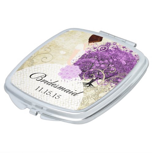 Romantic Purple Hearleaf Tree Wedding Quote Makeup Mirror