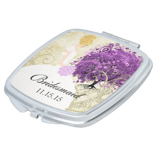 Romantic Purple Hearleaf Tree Wedding Quote Vanity Mirror