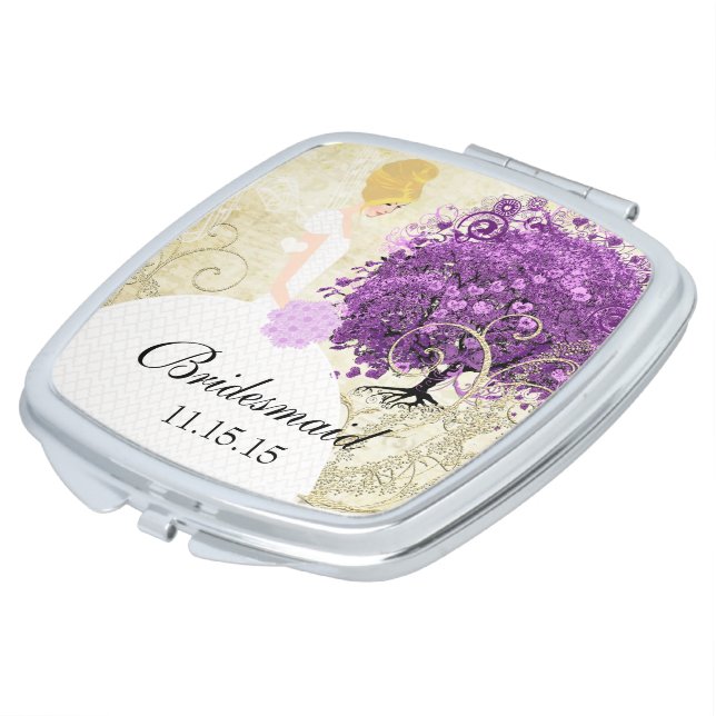 Romantic Purple Hearleaf Tree Wedding Quote Vanity Mirror (Turned)