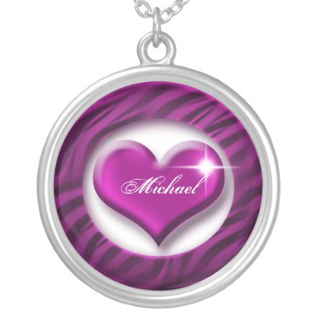 Romantic Purple Heart Love Valentine Gift Silver Plated Necklace