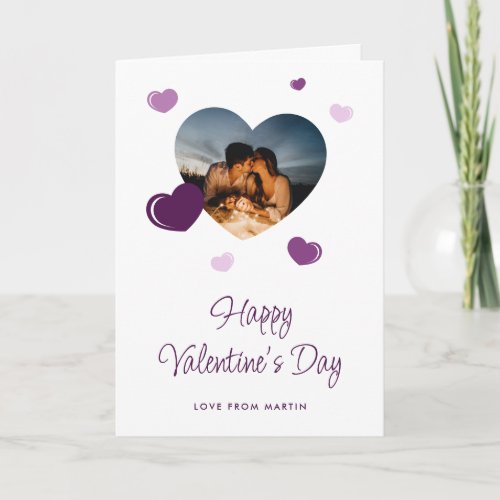 Romantic Purple Hearts Photo Valentines Day Card