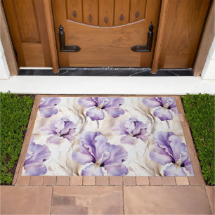 Romantic Purple Iris Floral Bridal Shower Doormat