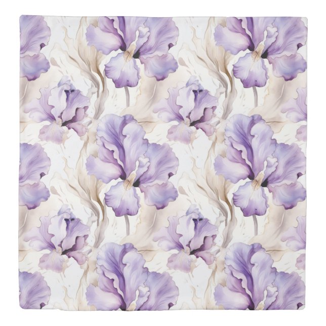 Romantic Purple Iris Floral   Duvet Cover (Front)
