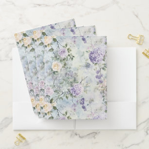 Romantic Purple Lavender Cream Floral Pocket Folder