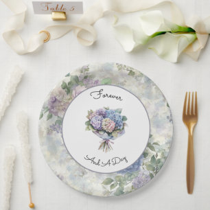 Romantic Purple Lavender Floral Wedding Paper Plates