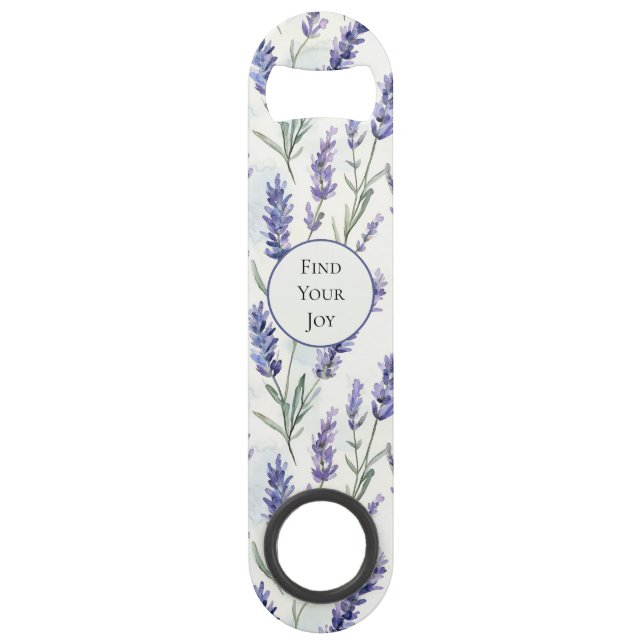 Romantic Purple Lavender Flowers Bridal Shower Bar Key (Front)