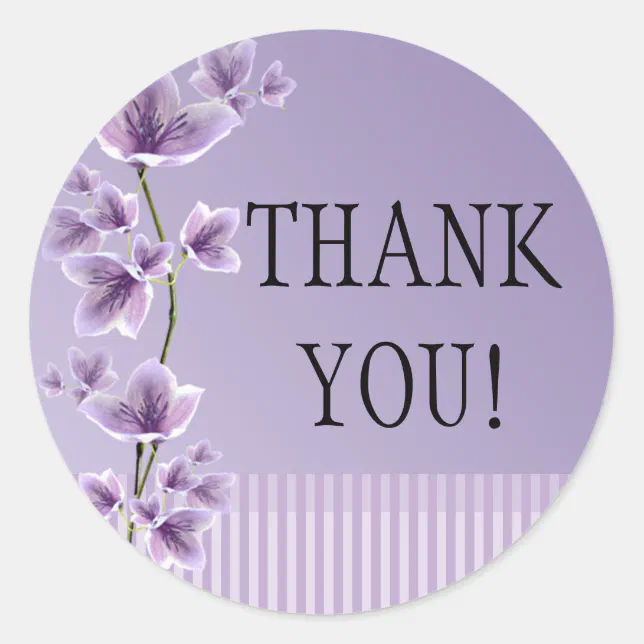 Romantic Purple Lilac Floral Thank You Stickers Zazzle